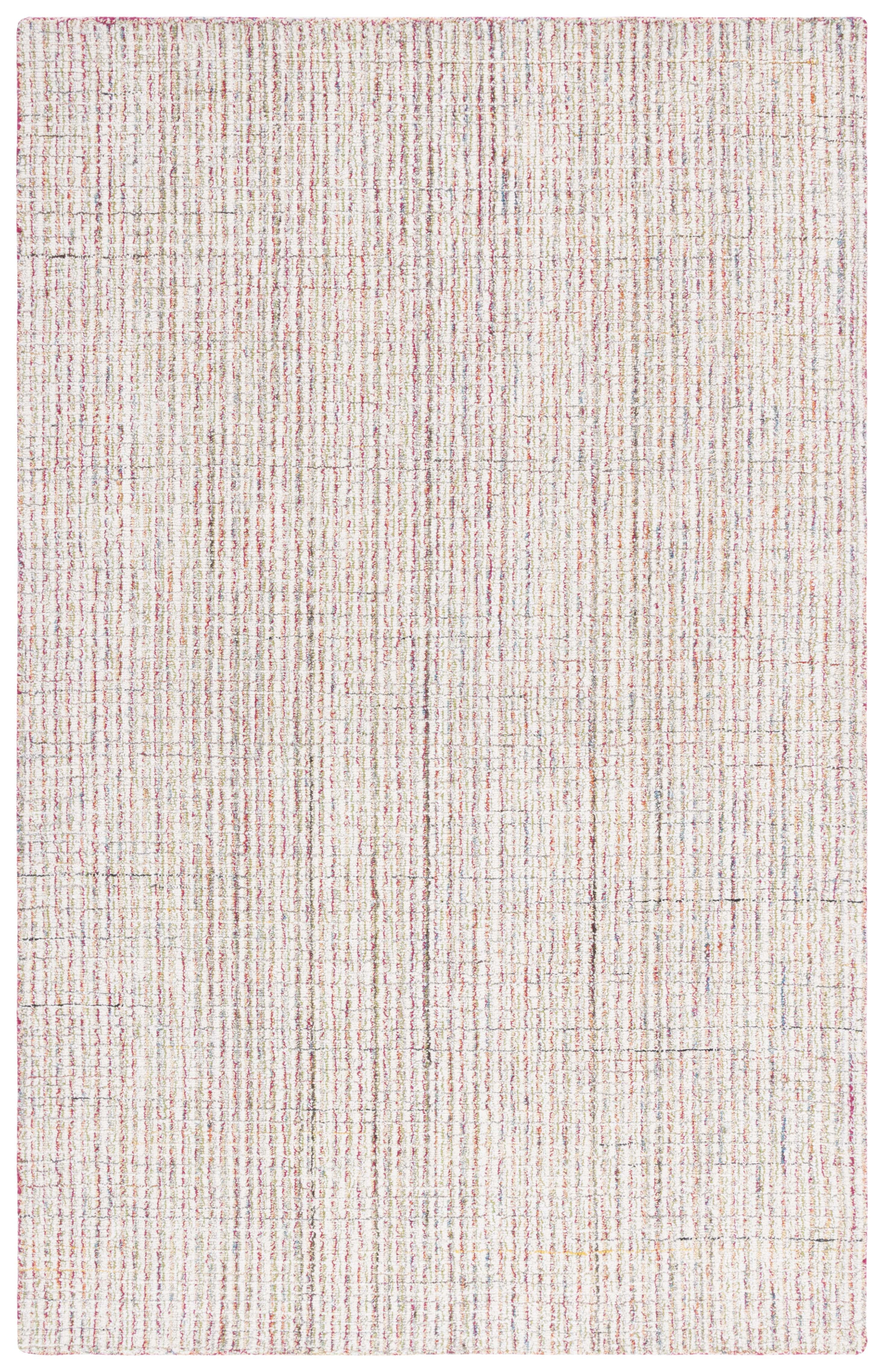 Red and Green Abstract Hand-Tufted Wool Area Rug, 8' x 10'