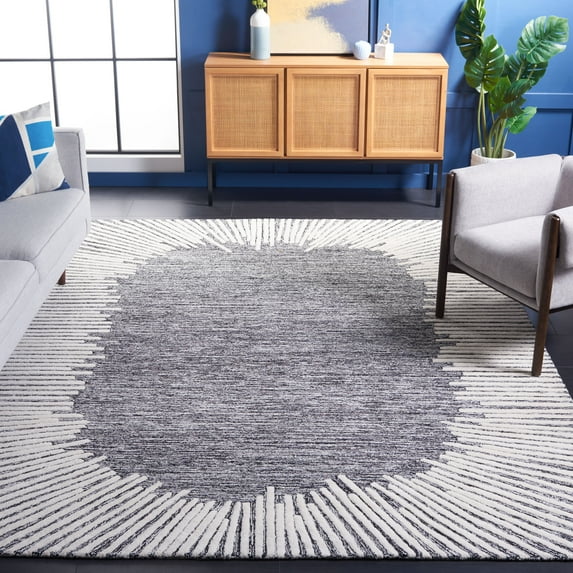 SAFAVIEH Abstract Frieda Radiate Area Rug, Black/Ivory, 8' x 10'