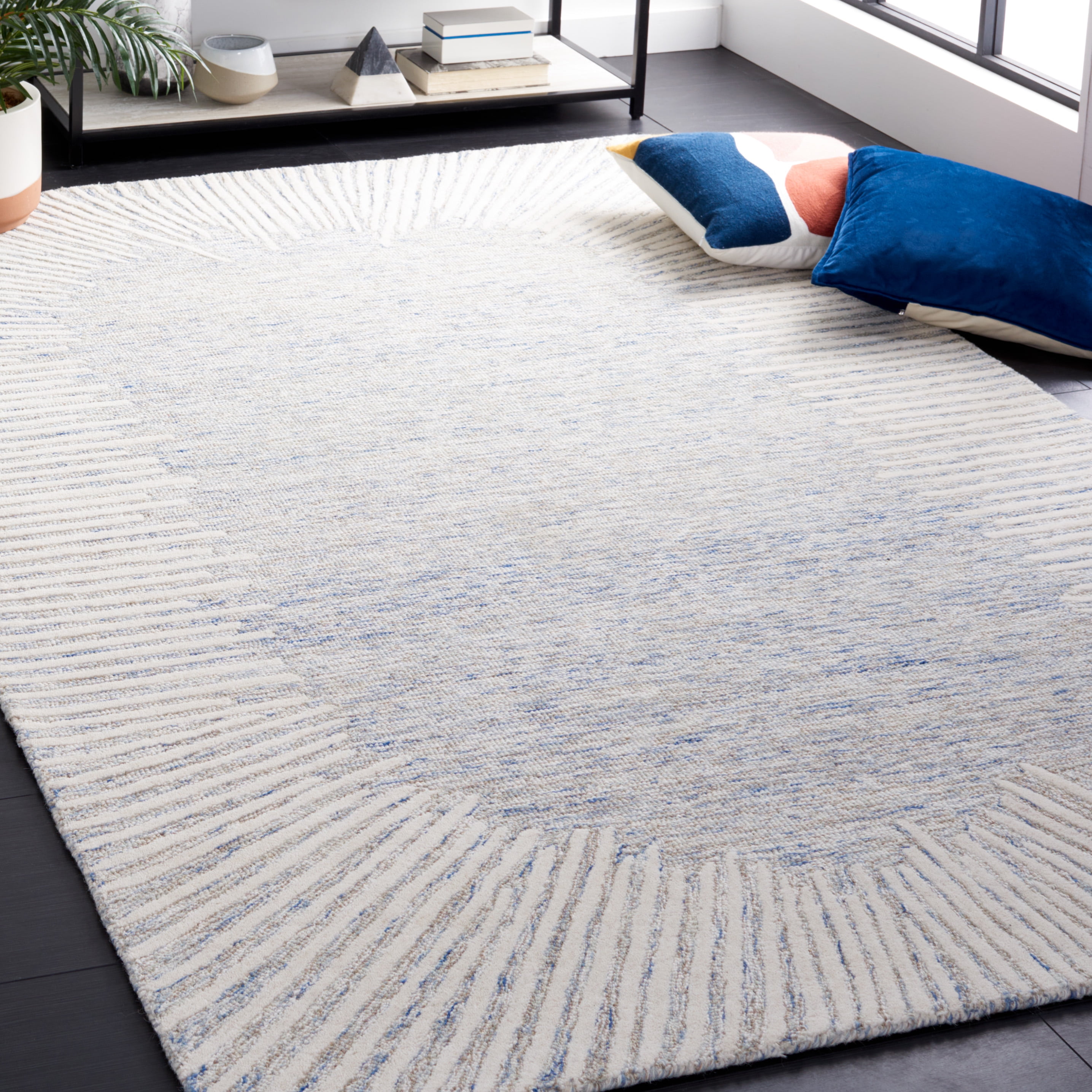SAFAVIEH Abstract Frieda Radiate Area Rug, Blue/Ivory, 3' x 5'