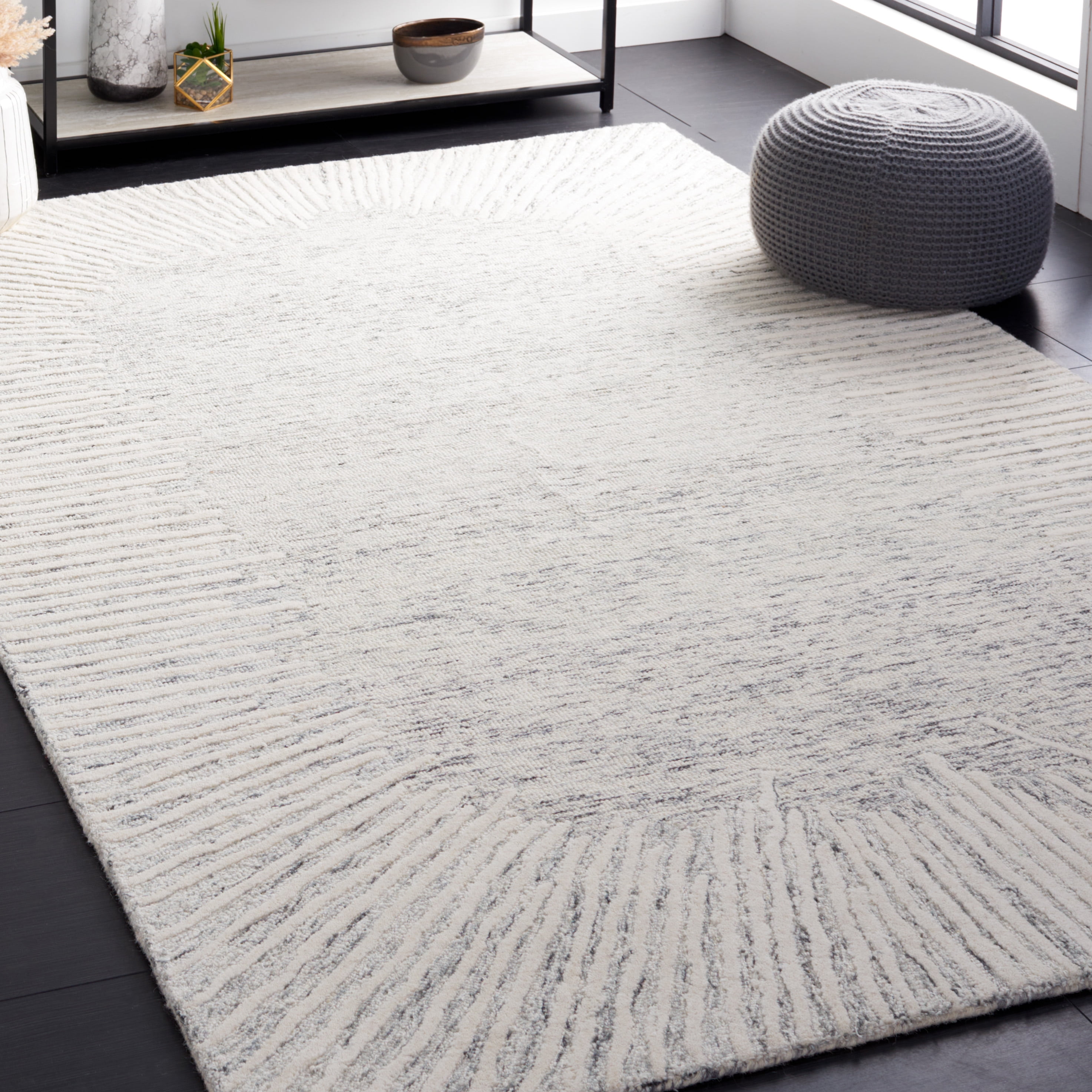 SAFAVIEH Abstract Frieda Radiate Area Rug, Gray/Ivory, 3' x 5'