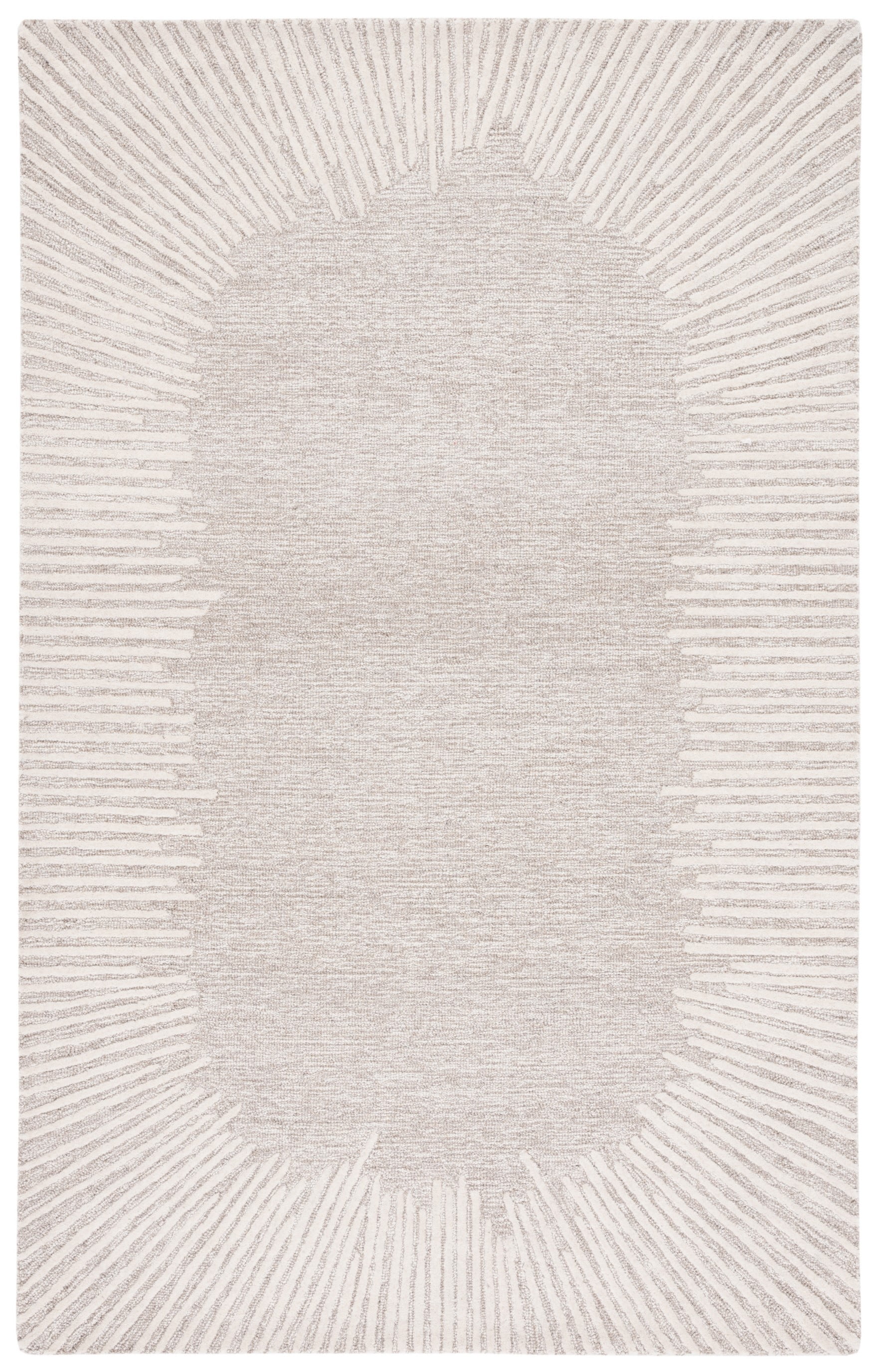 Natural Ivory Abstract Handmade Wool Tufted 4' x 6' Rug