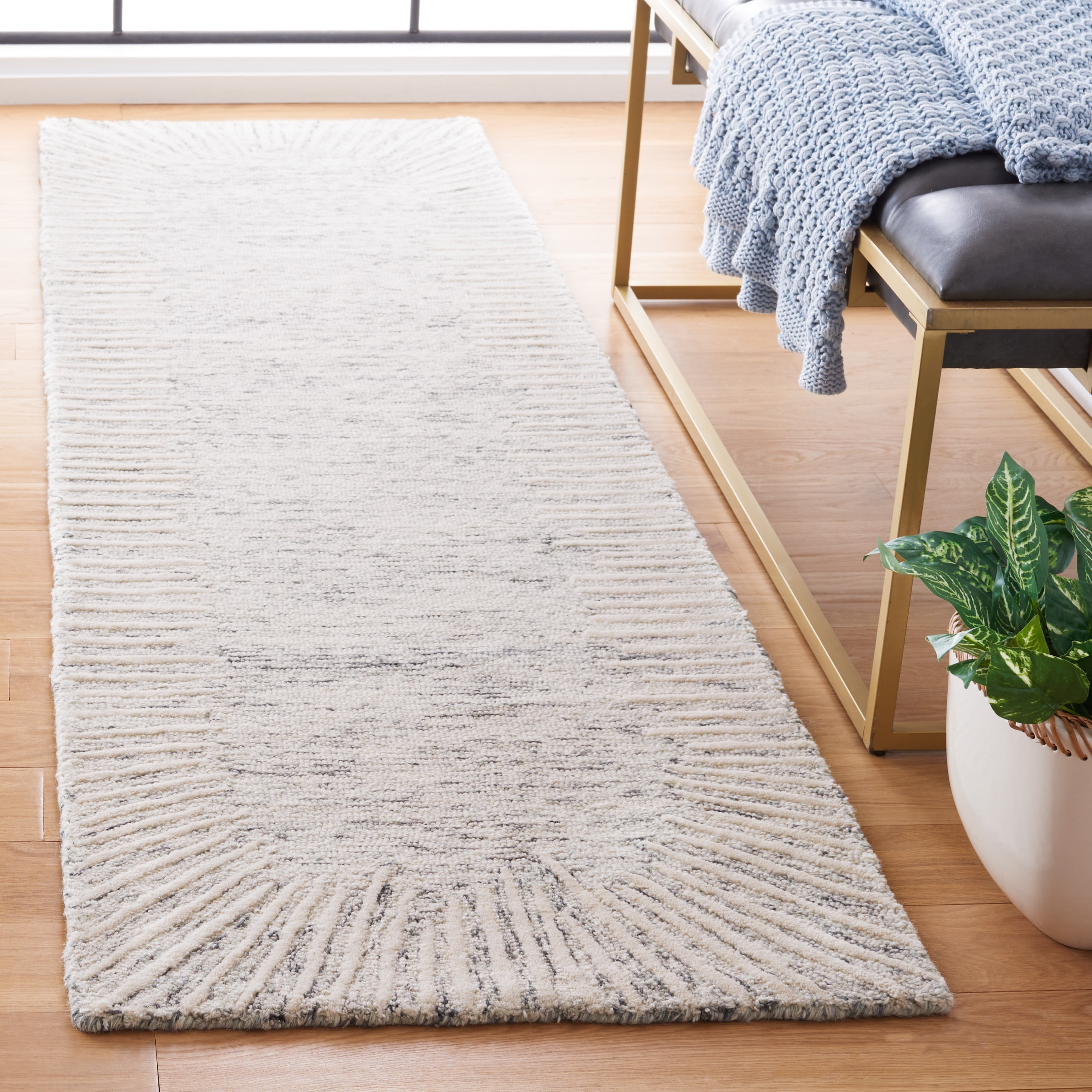 SAFAVIEH Abstract Frieda Radiate Runner Rug, Gray/Ivory, 2'3" x 8'