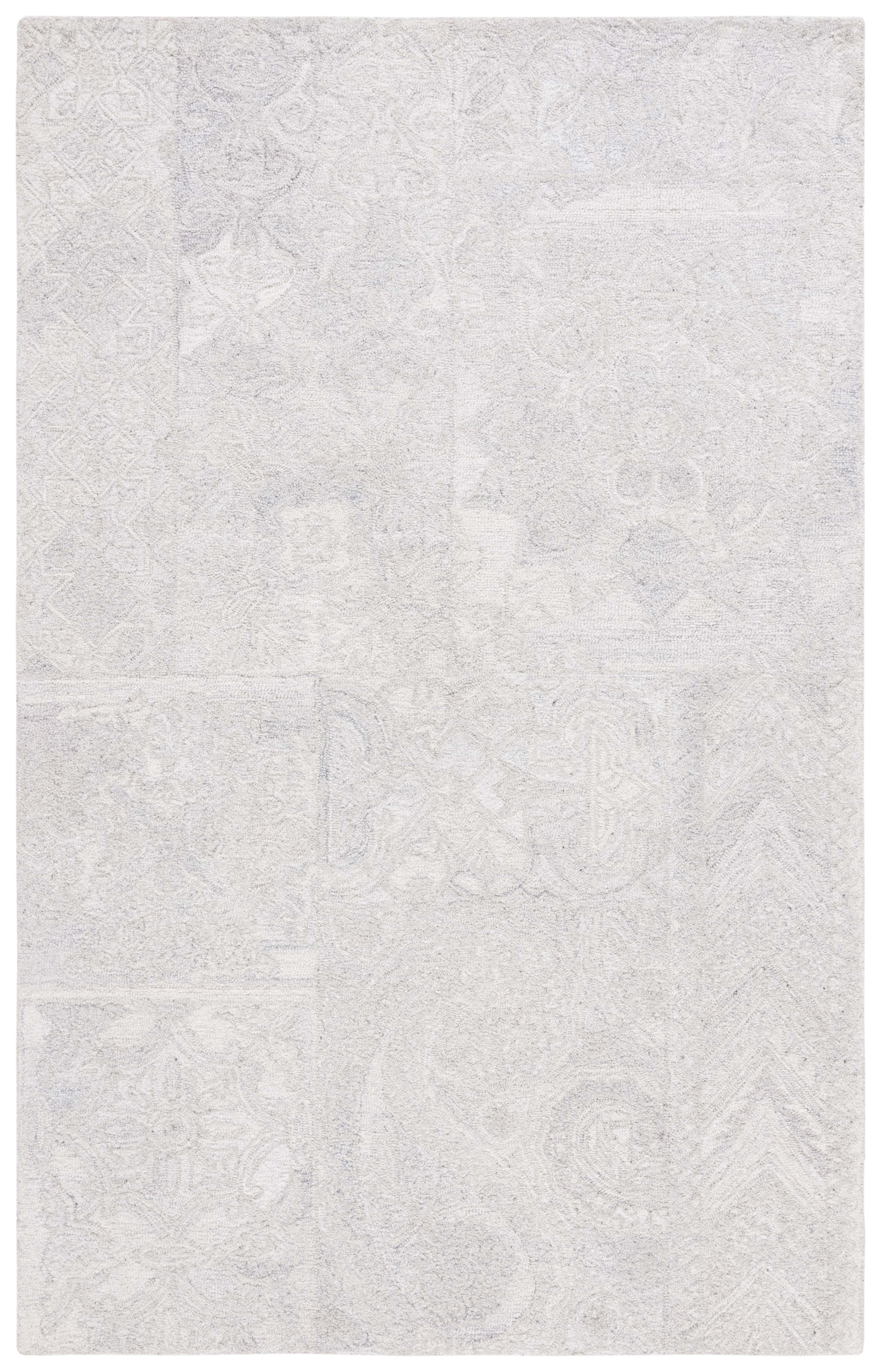 Hand-Tufted Gray and Ivory Wool Blend Abstract Area Rug, 3' x 5'