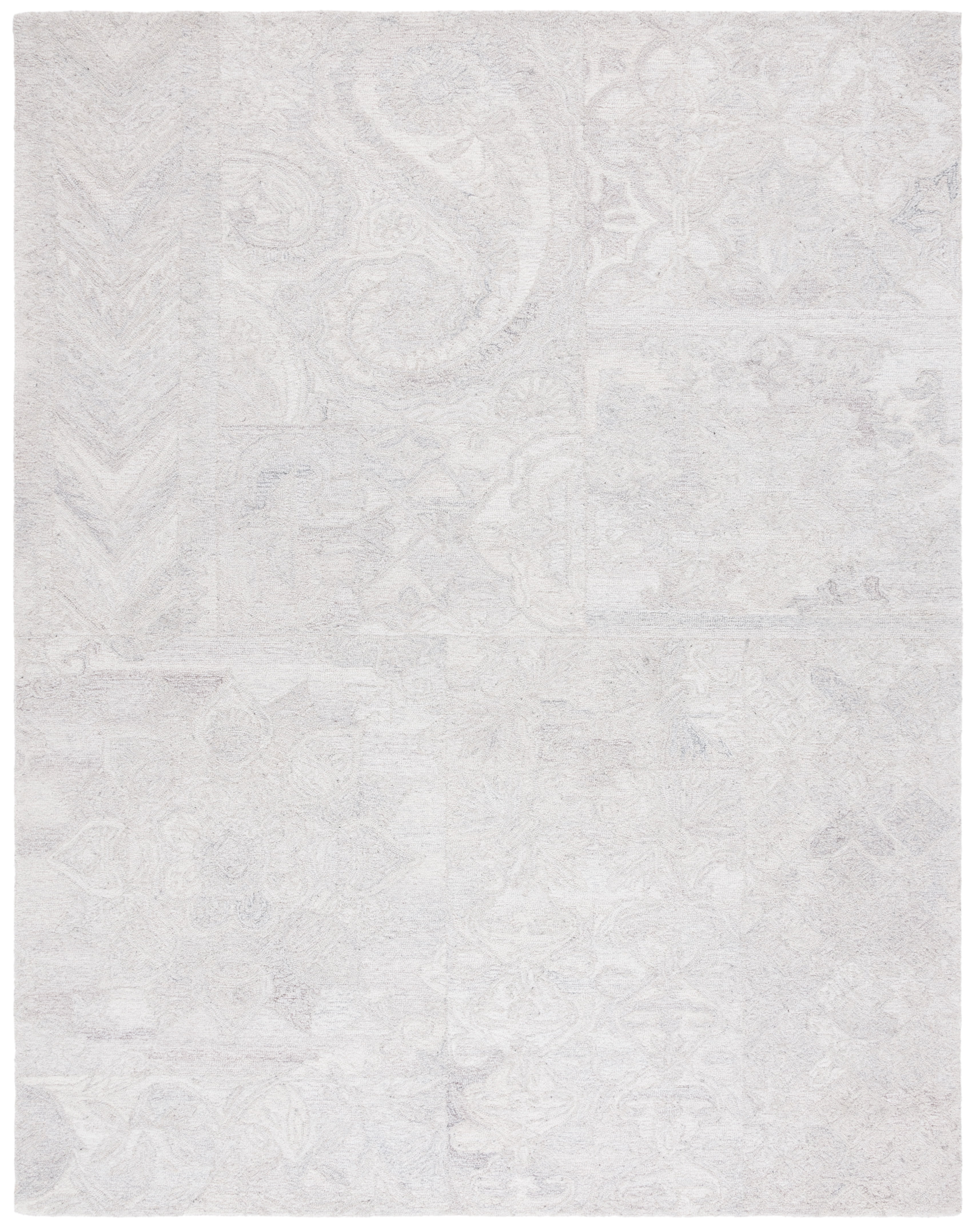 Gray and Ivory Wool Blend Handmade Tufted 8' x 10' Area Rug