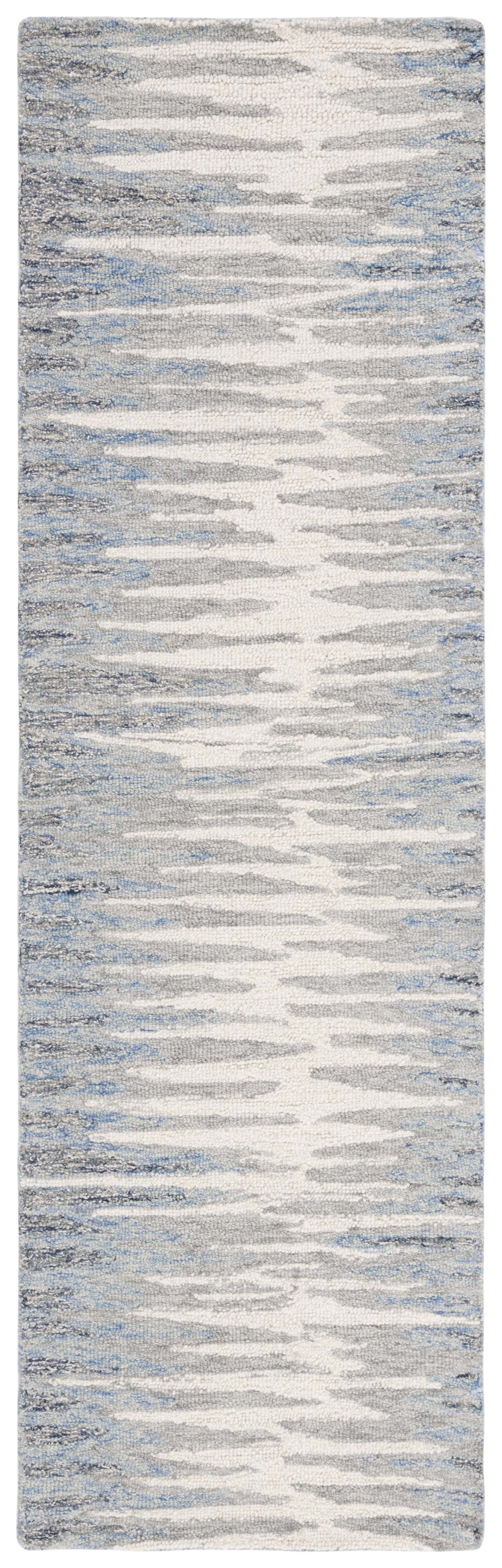 SAFAVIEH Abstract Greg Striped Runner Rug, Ivory/Dark Blue, 2'3" x 8'