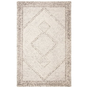SAFAVIEH Abstract Grosvenor Geometric Wool Area Rug, Ivory/Grey, 2' x 3'