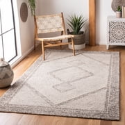SAFAVIEH Abstract Grosvenor Geometric Wool Area Rug, Ivory/Gray, 5' x 8'