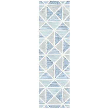 SAFAVIEH Abstract Hayleigh Geometric Runner Rug, Ivory/Blue, 2'3" x 8'