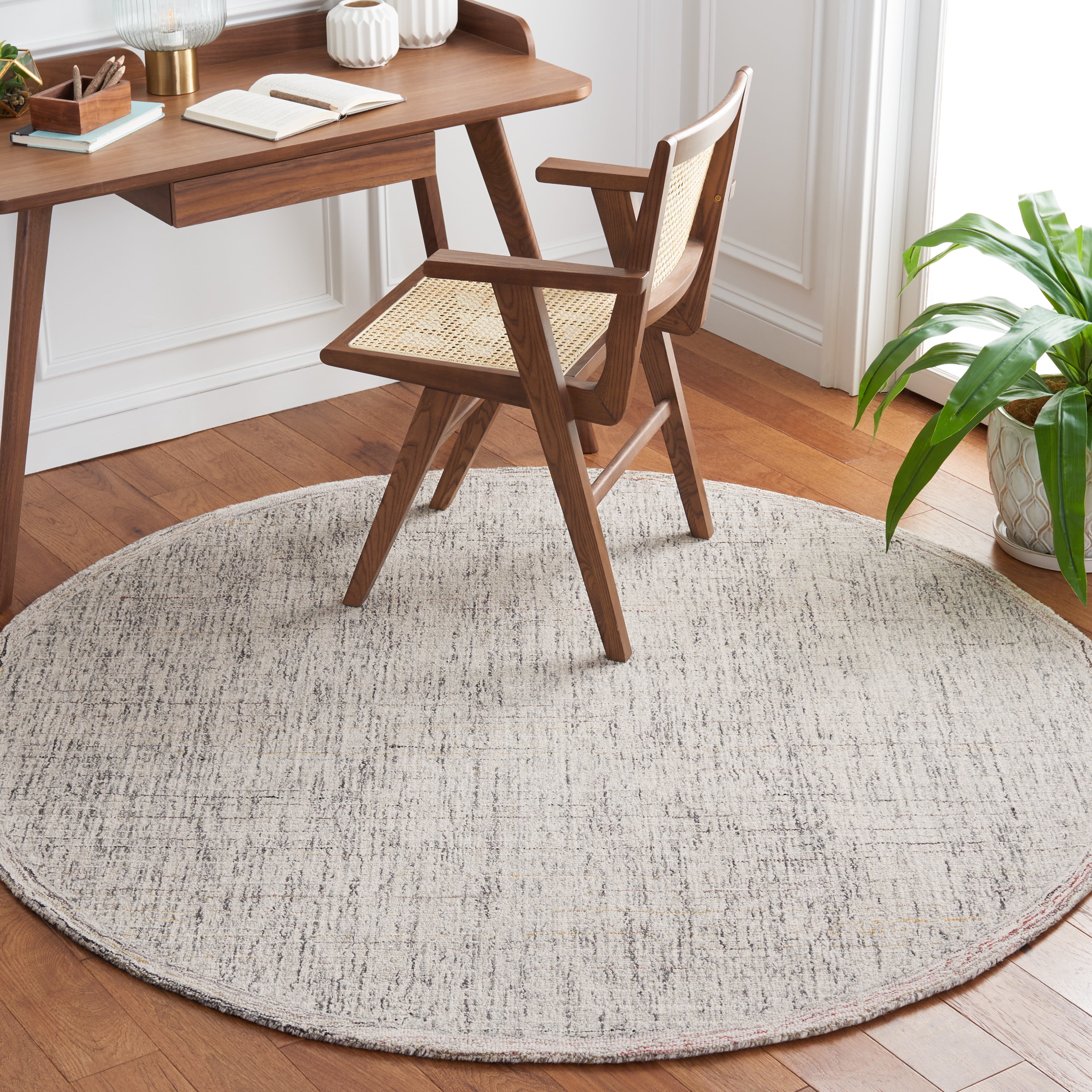 SAFAVIEH Abstract Hilbert Distressed Area Rug, Red/Ivory, 6' x 6' Round