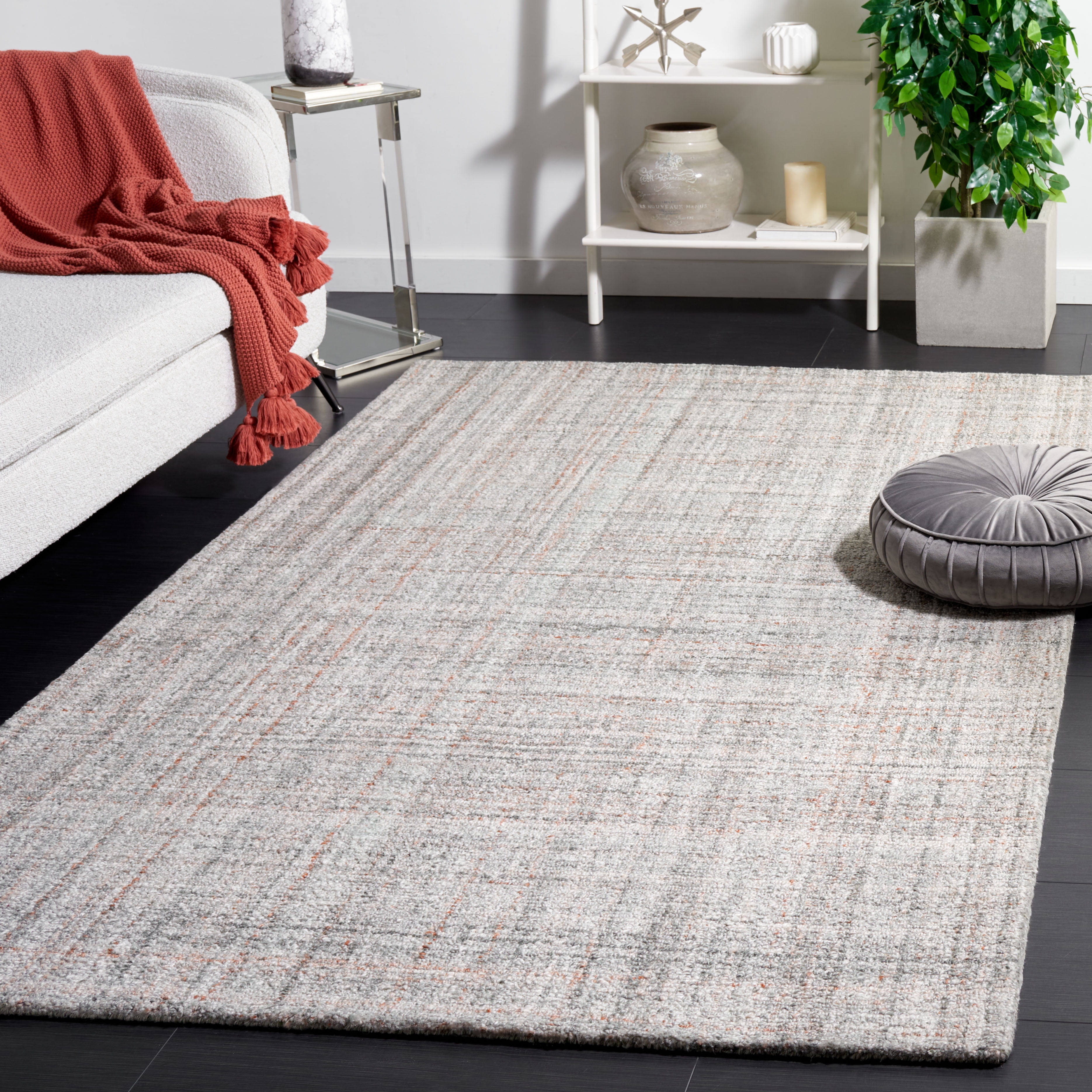 SAFAVIEH Abstract Irene Striped Area Rug, Grey/Rust, 6' x 6' Square
