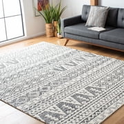 SAFAVIEH Abstract Jacinda Geometric Wool Area Rug, Ivory/Black, 9 x 12