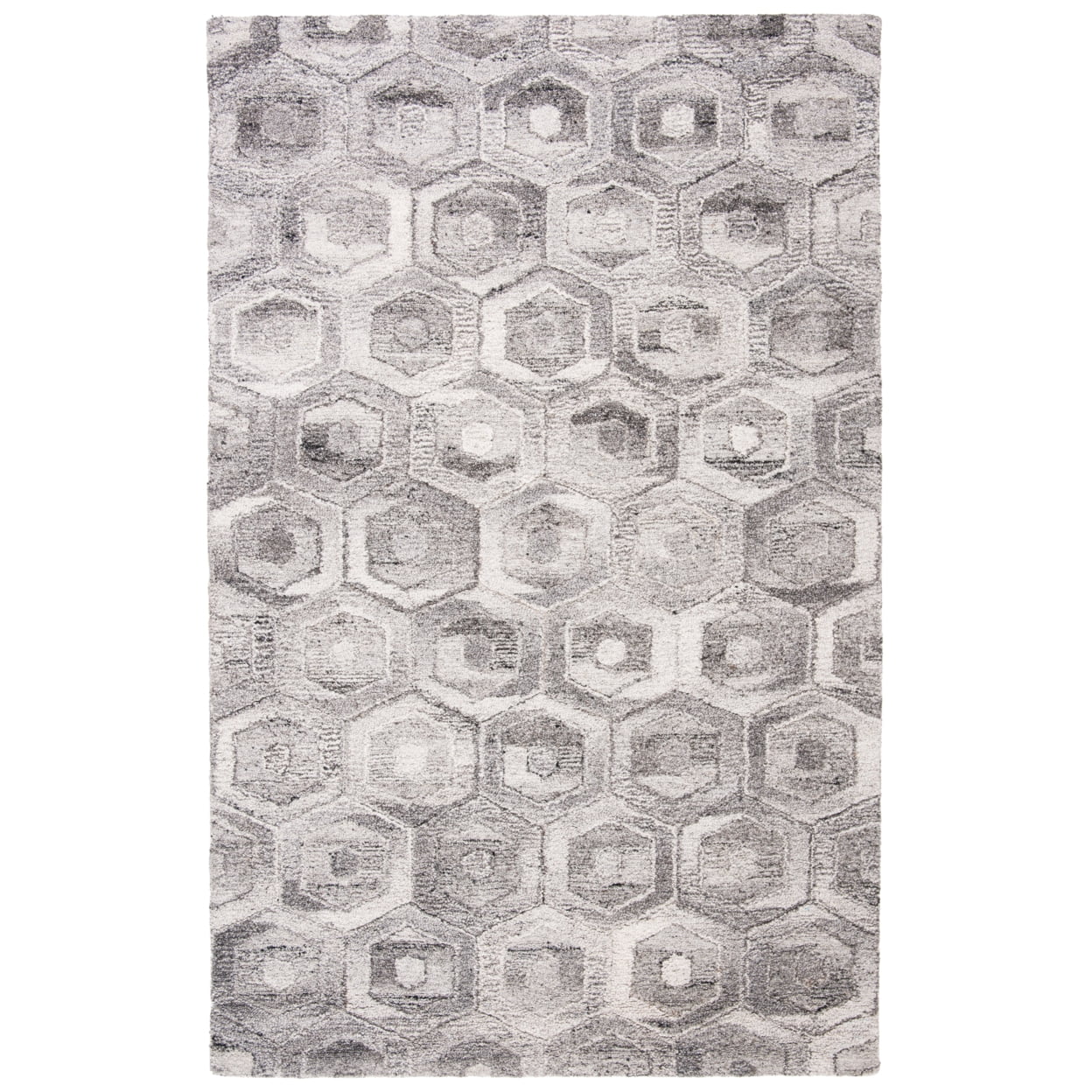 Handmade Abstract Tufted Wool Area Rug 4' x 6' - Grey