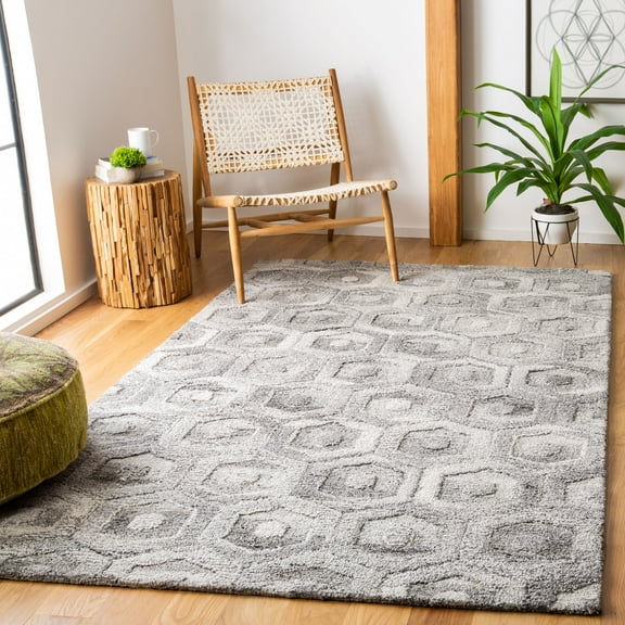 SAFAVIEH Abstract Jackson Geometric Area Rug, Gray/Beige, 9' x 12'