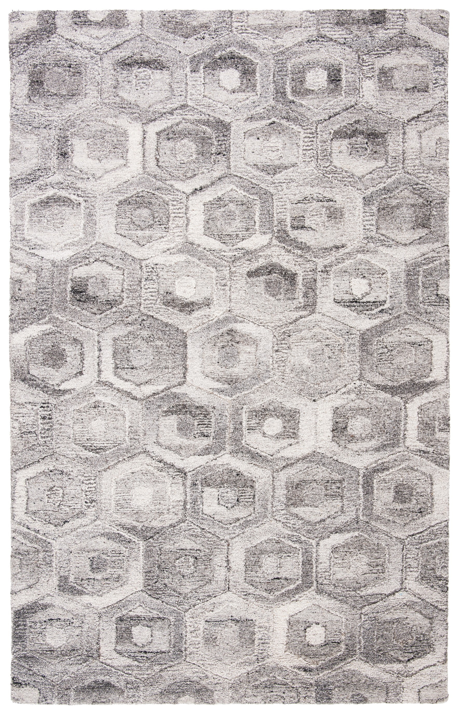 Handmade Gray Abstract Tufted Wool Area Rug 9' x 12'
