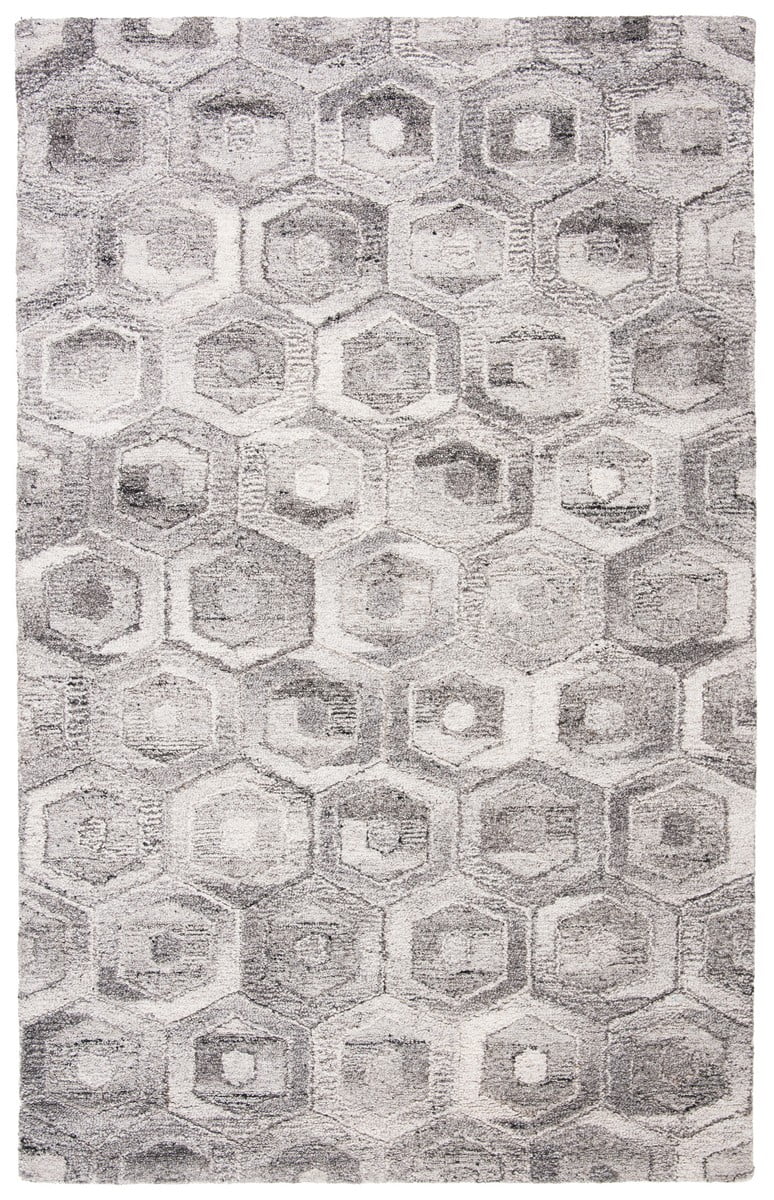 Gray Abstract Geometric 8' x 10' Handmade Wool Area Rug