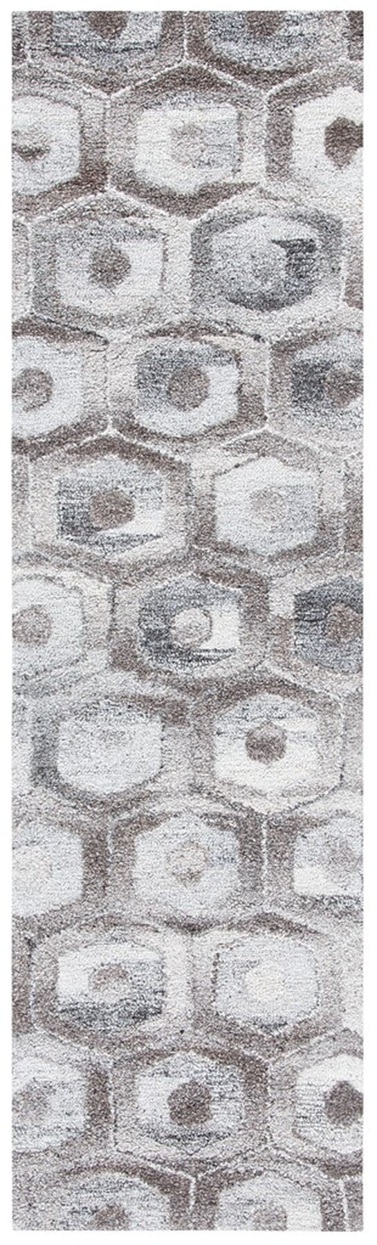 Handmade Abstract Gray Wool Tufted Area Rug - 2'3" x 8'