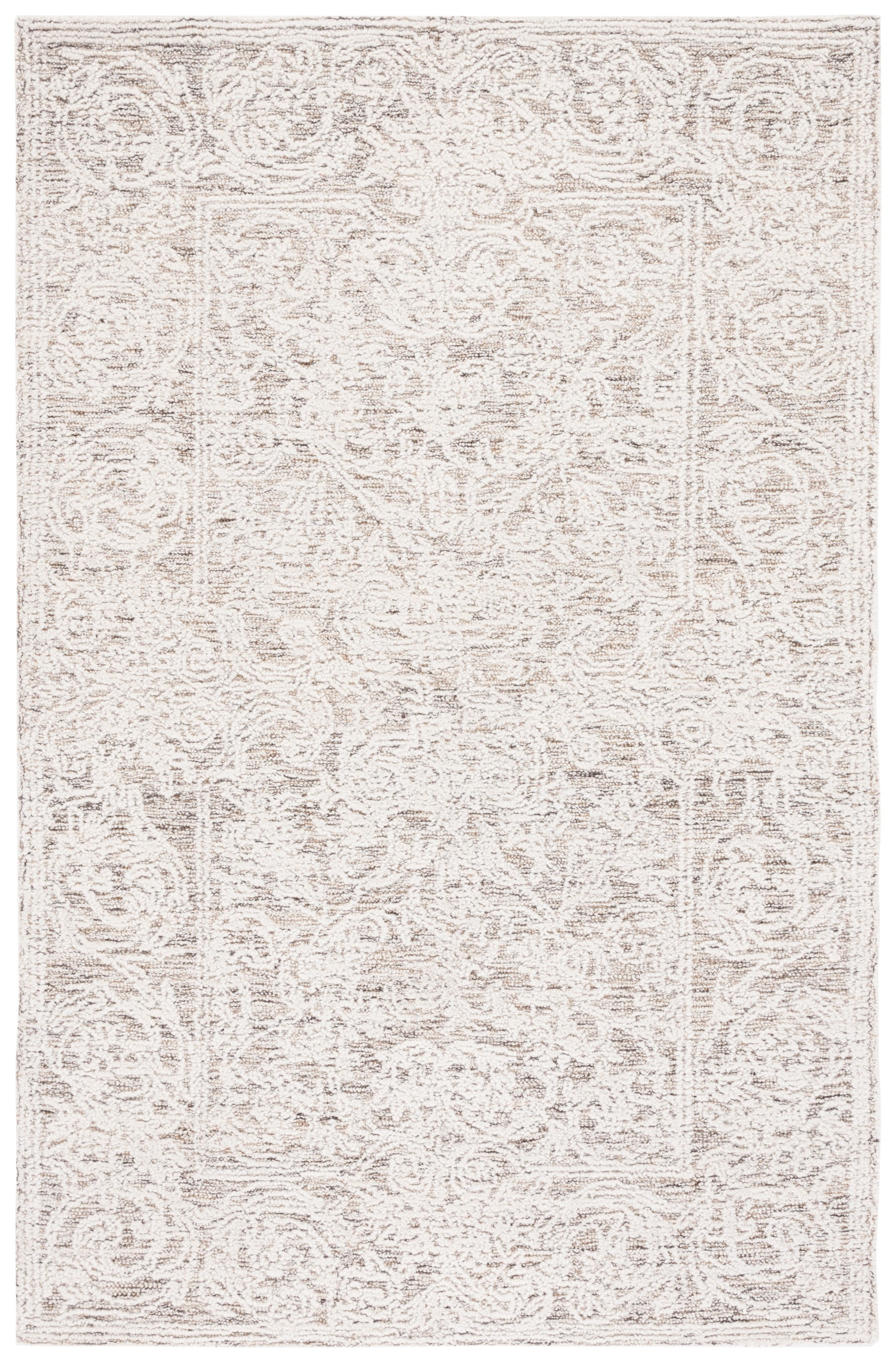 Ivory Abstract Handmade Tufted Wool Area Rug 3' x 5'