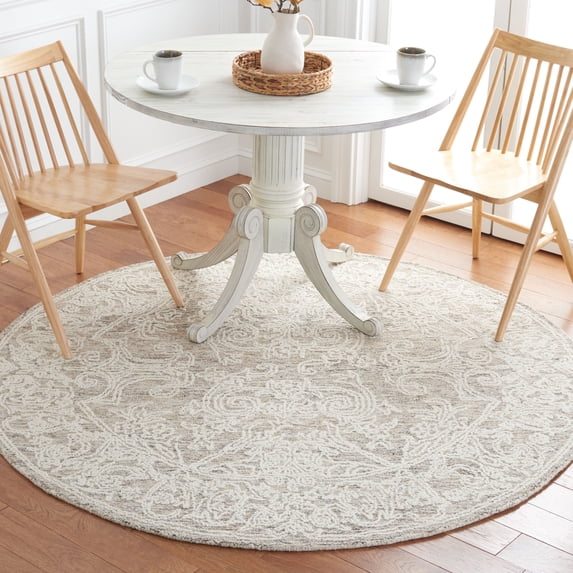 SAFAVIEH Abstract Jaden Oriental Wool Area Rug, Ivory/Brown, 6' x 6' Round