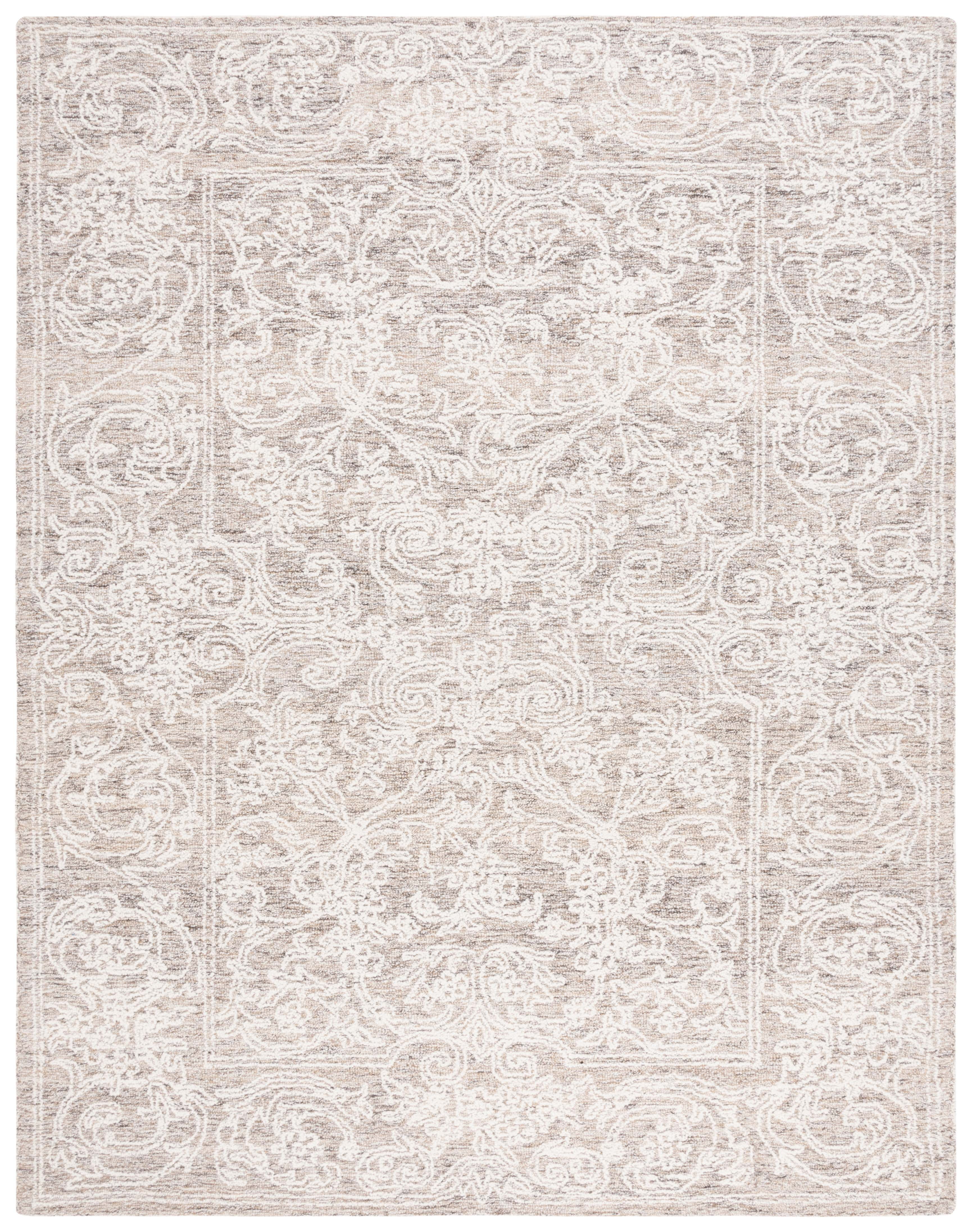 Ivory Abstract Hand-Tufted Wool Area Rug, 8' x 10'