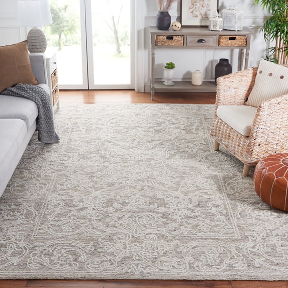 SAFAVIEH Abstract Jaden Oriental Wool Area Rug, Ivory/Brown, 8' x 10'