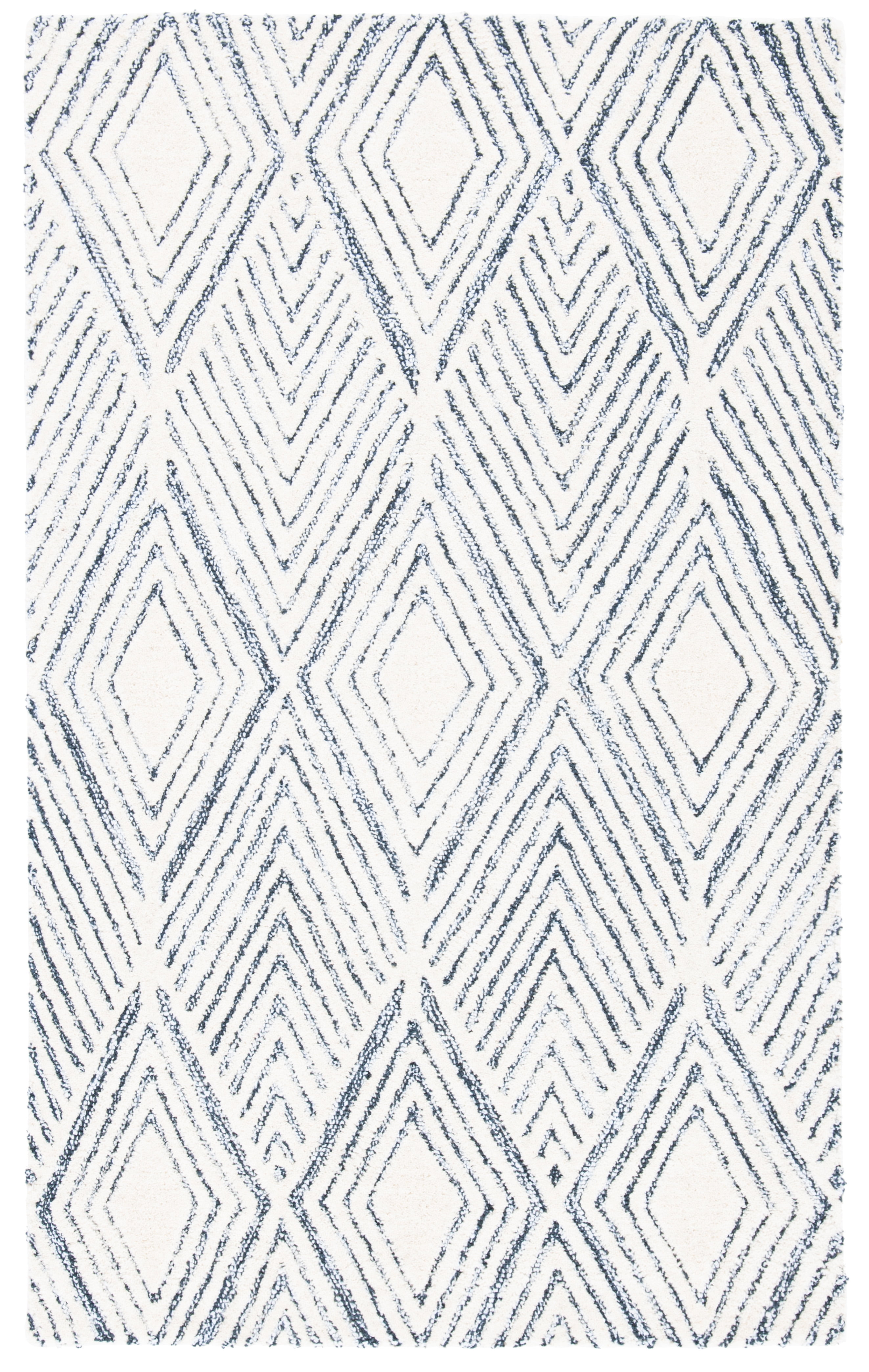 Ivory and Charcoal Abstract Handmade Wool Area Rug