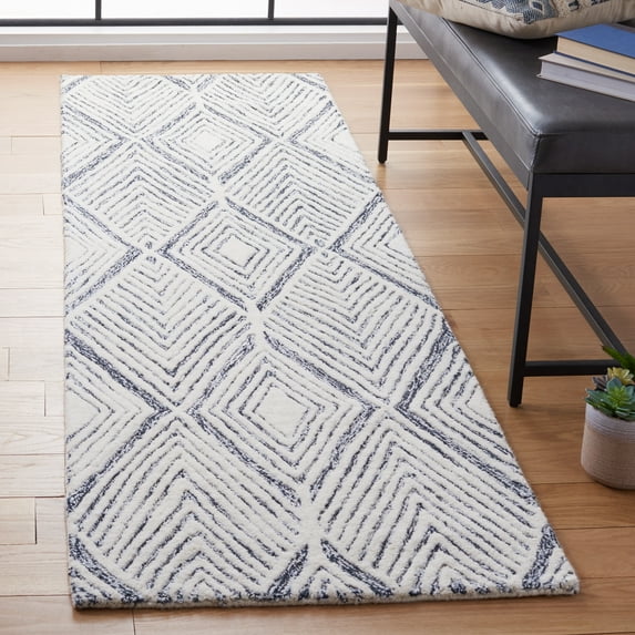 SAFAVIEH Abstract Jeneka Geometric Runner Rug, Ivory/Charcoal, 2'3" x 10'