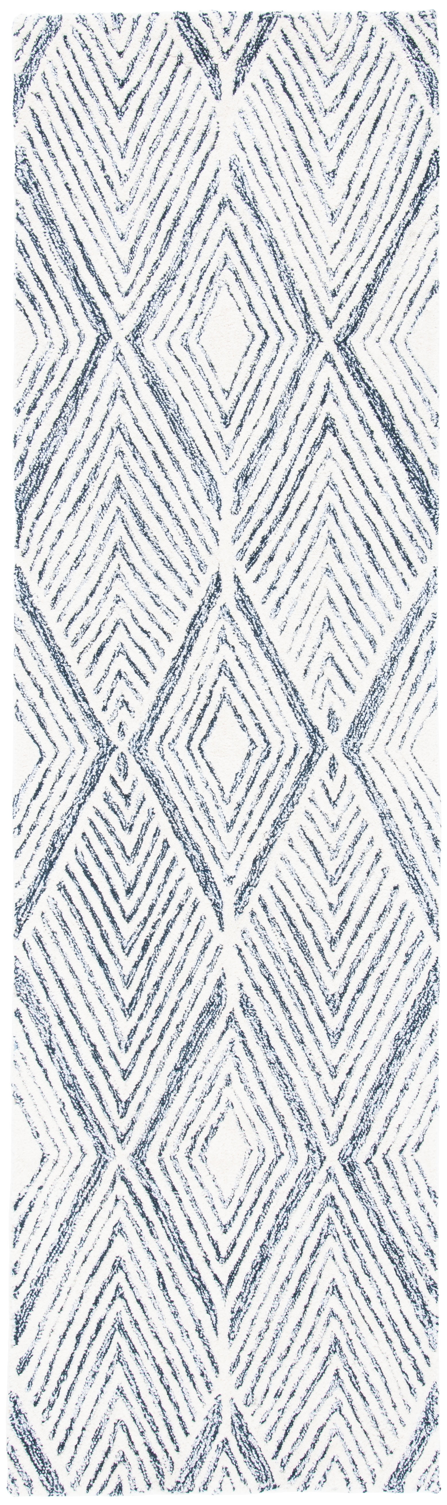 SAFAVIEH Abstract Jeneka Geometric Runner Rug, Ivory/Charcoal, 2'3" x 8'