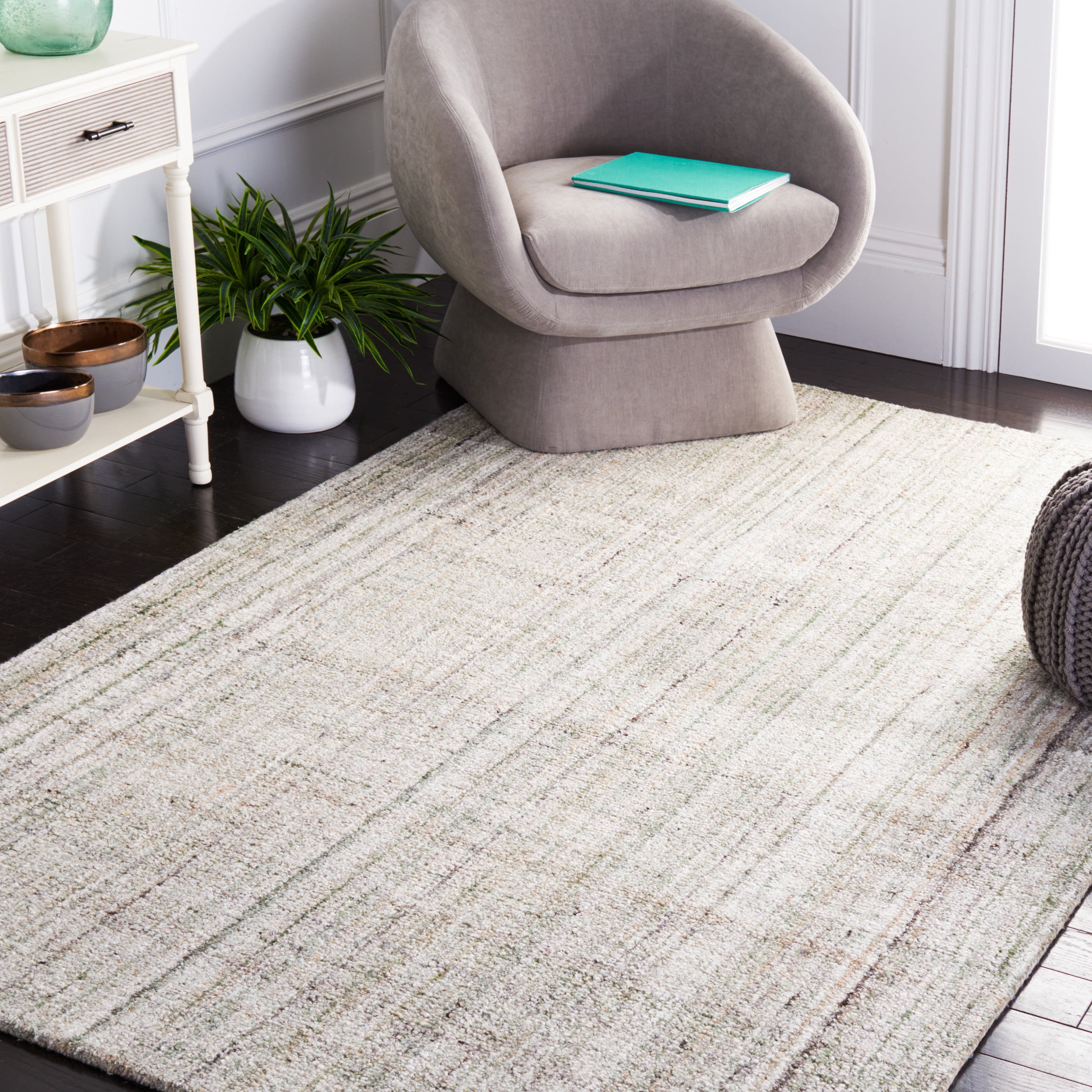 SAFAVIEH Abstract Jerrald Striped Area Rug, Green/Sage, 6' x 6' Square