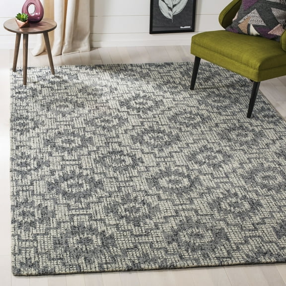 SAFAVIEH Abstract Joan Abstract Wool Area Rug, Ivory/Dark Gray, 5' x 8'