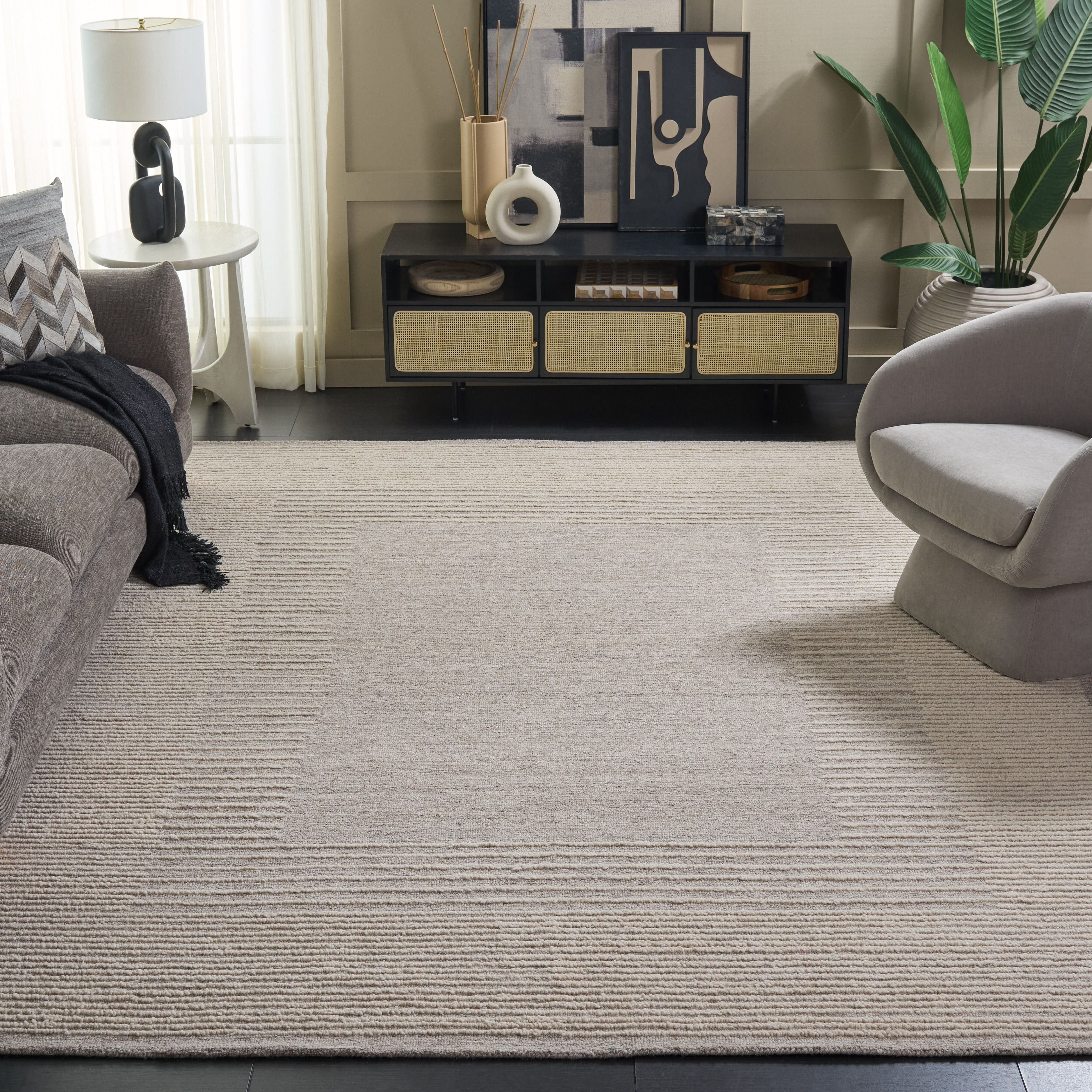 SAFAVIEH Abstract Juliet Solid Color Area Rug, Gray/Ivory, 8' x 10'