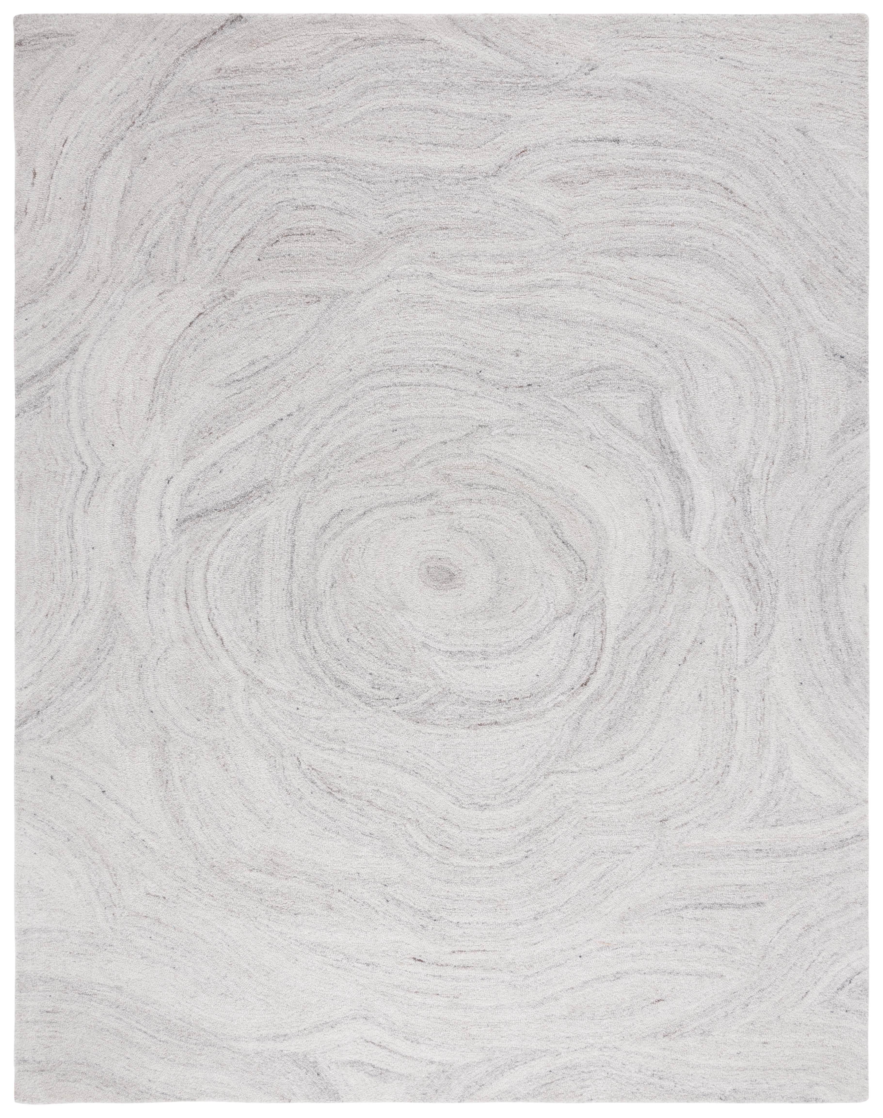 Hand-Tufted Light Grey and Beige Wool Abstract 8' x 10' Area Rug