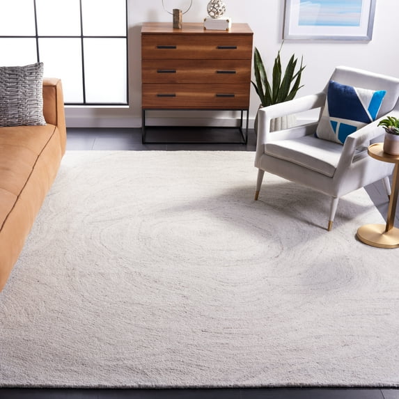 SAFAVIEH Abstract Kebo Distrssed Area Rug, Light Grey/Beige, 8' x 10'