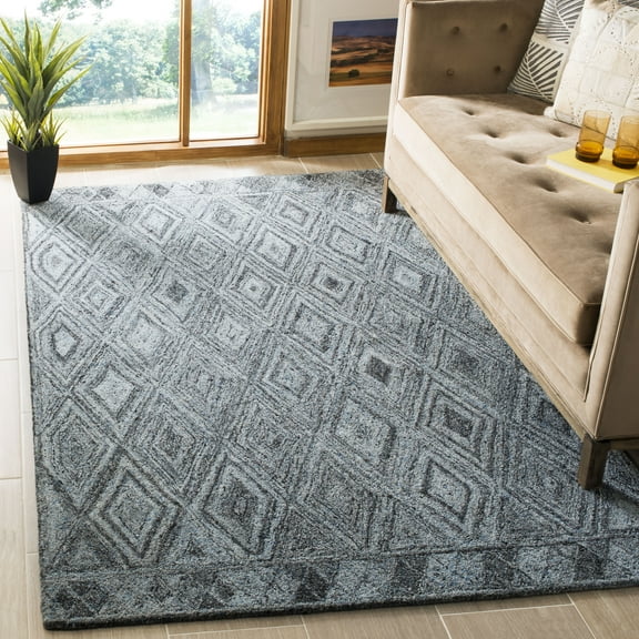 SAFAVIEH Abstract Keigh Geometric Area Rug, Blue/Black, 4' x 6'