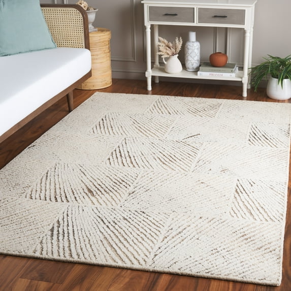 SAFAVIEH Abstract Lawanda Geometric Area Rug, Ivory/Brown, 6' x 9'