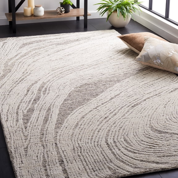SAFAVIEH Abstract Lidija Abstract Wool Area Rug, Charcoal/Ivory, 2' x 3'