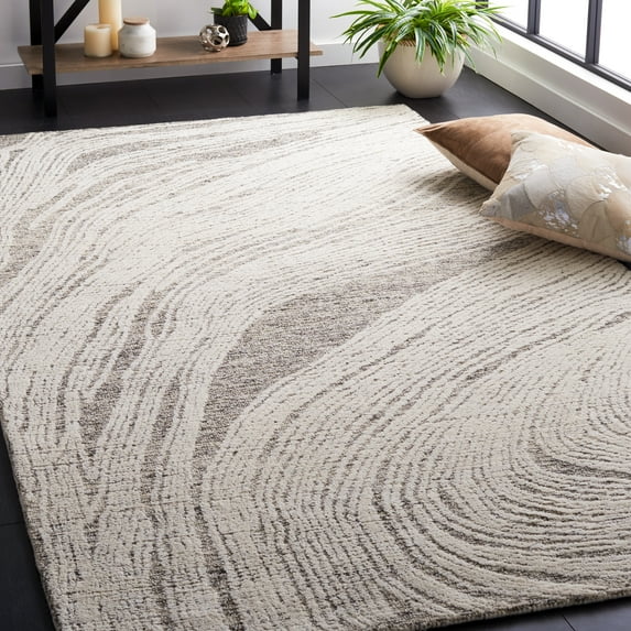 SAFAVIEH Abstract Lidija Abstract Wool Area Rug, Charcoal/Ivory, 3' x 5'