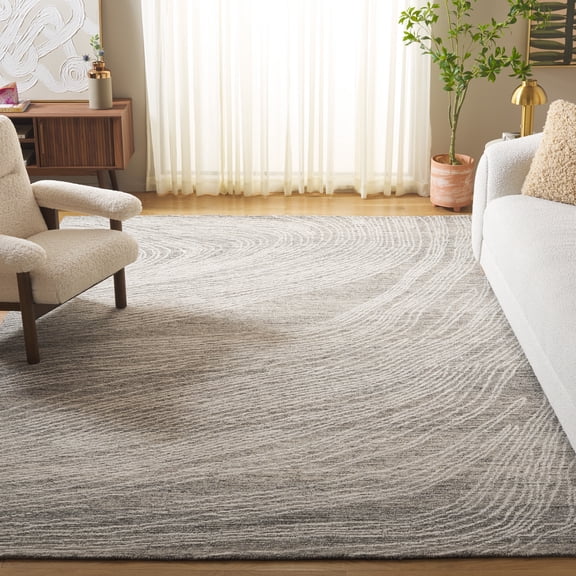 SAFAVIEH Abstract Lidija Abstract Wool Area Rug, Charcoal/Ivory, 8' x 10'