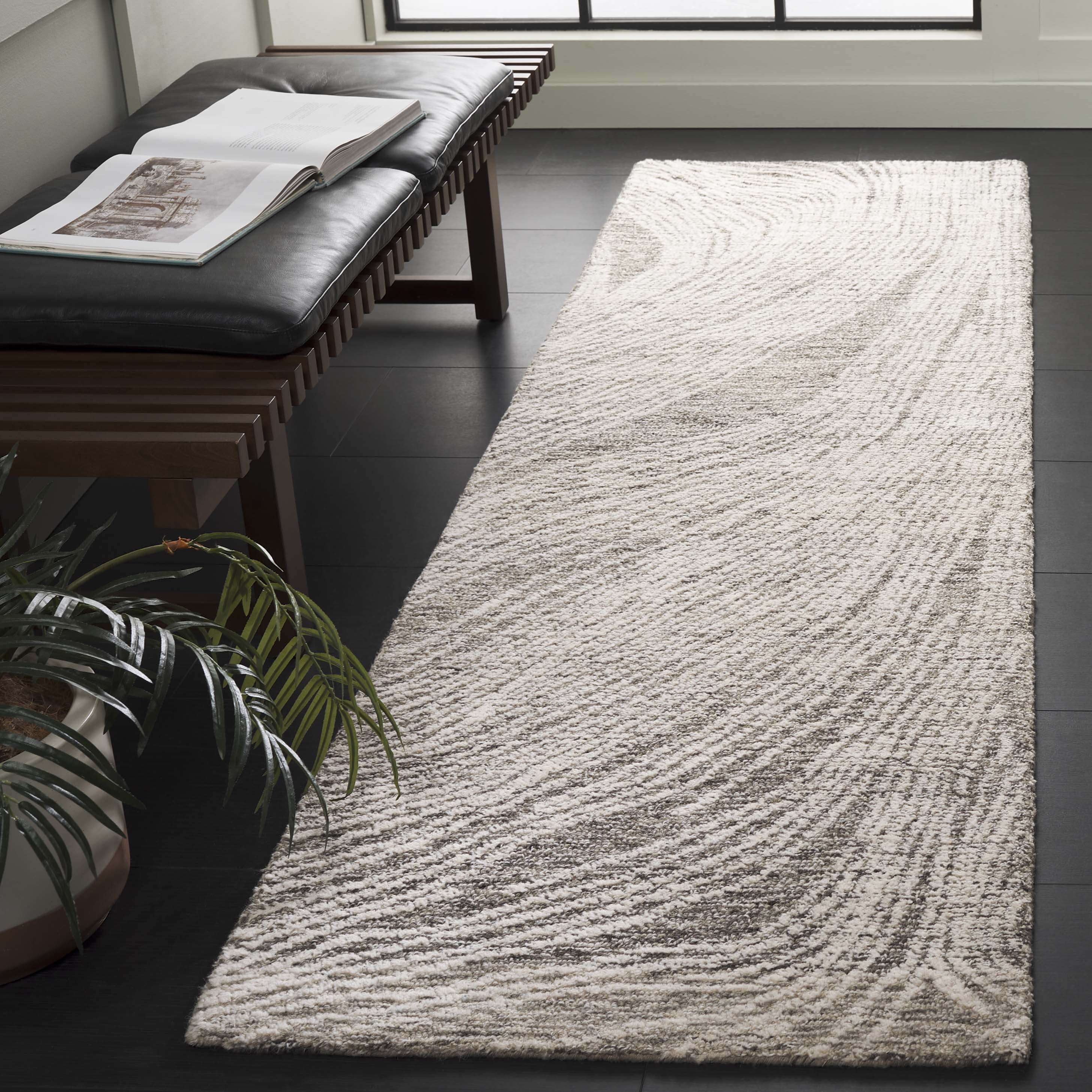 SAFAVIEH Abstract Lidija Abstract Wool Runner Rug, Charcoal/Ivory, 2'3" x 8'