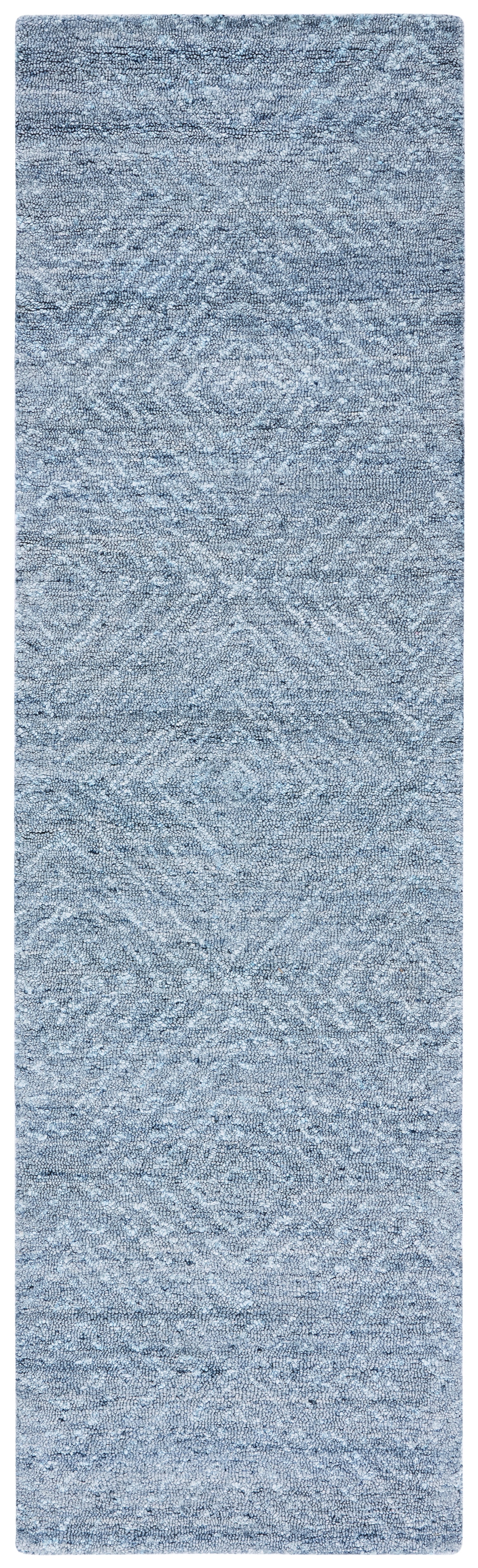 Blue Abstract Handmade Wool Runner Rug 2'3" x 6'
