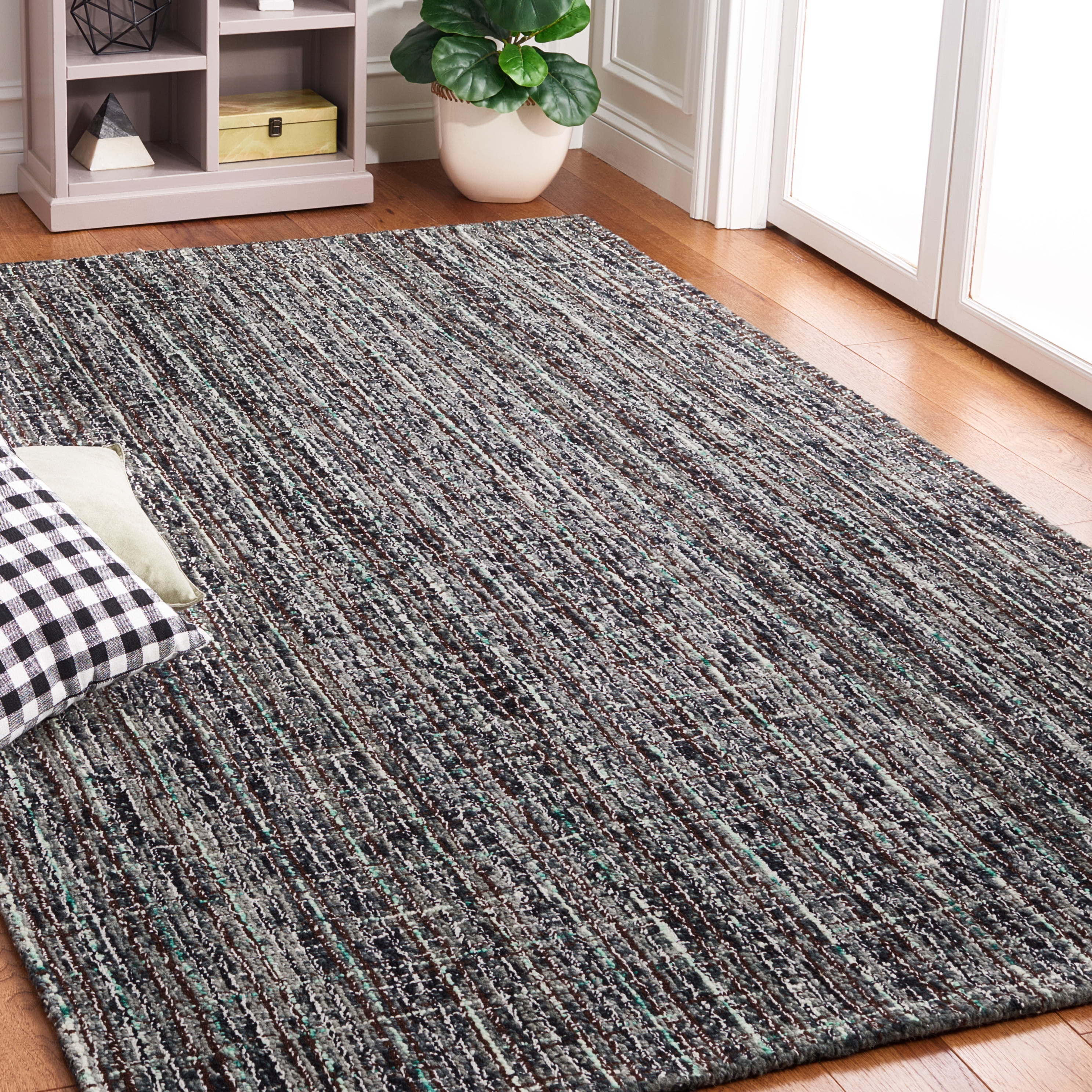 SAFAVIEH Abstract Linton Trellis Area Rug, Dark Gray/Brown, 9' x 12'
