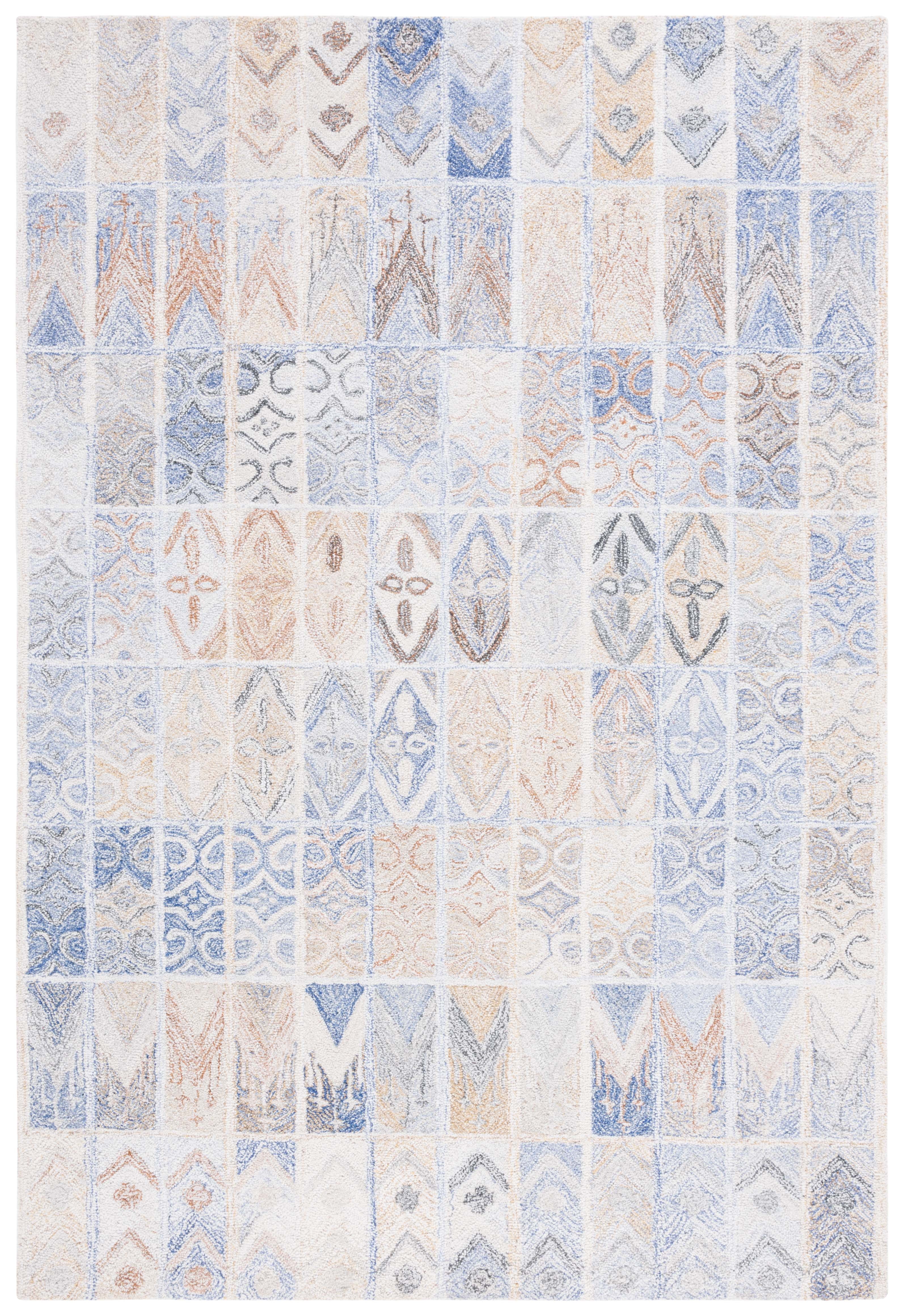SAFAVIEH Abstract Lorelle Trellis Area Rug, Blue/Rust, 5' x 8'