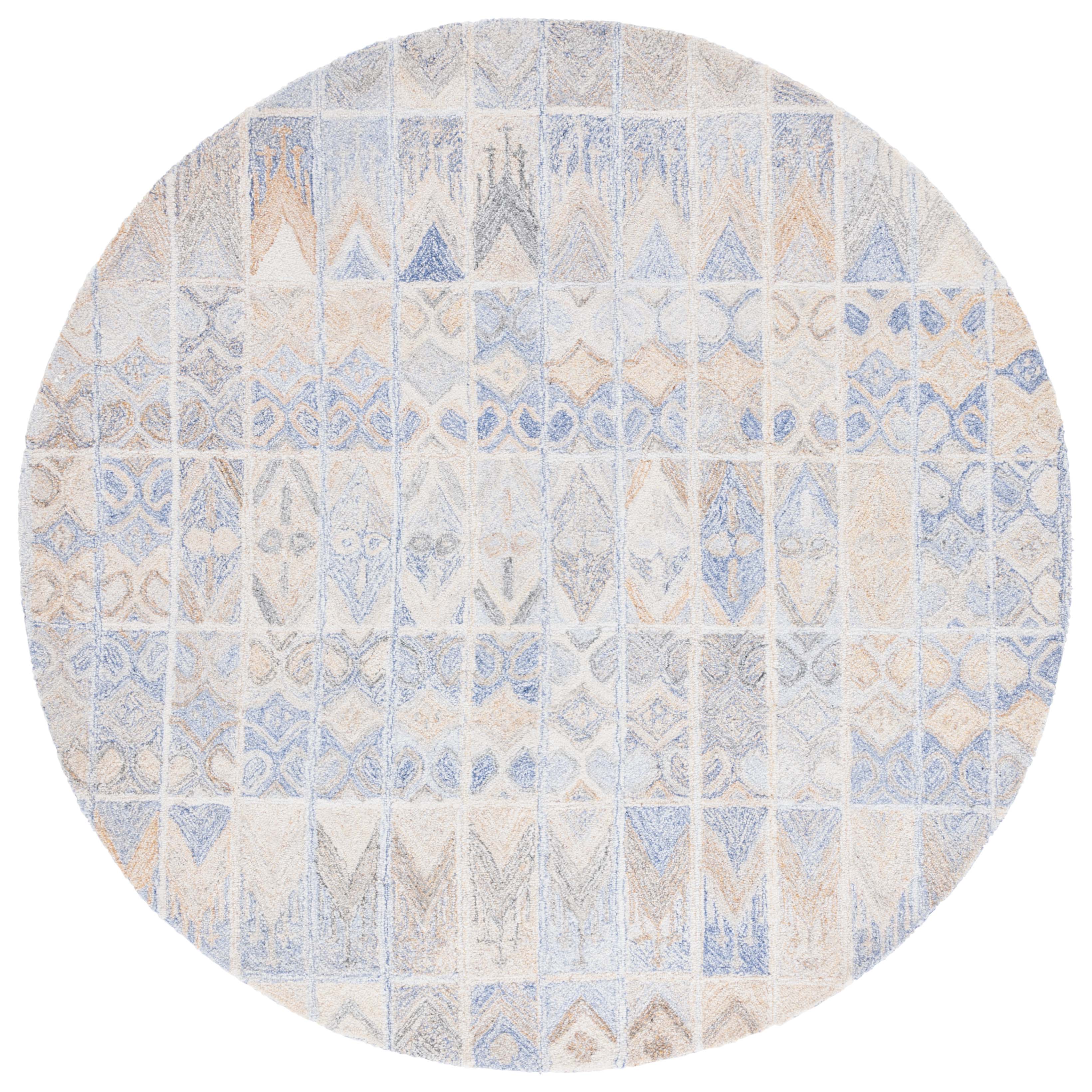 SAFAVIEH Abstract Lorelle Trellis Area Rug, Blue/Rust, 6' x 6' Round