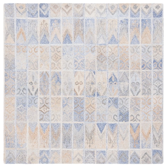 SAFAVIEH Abstract Lorelle Trellis Area Rug, Blue/Rust, 6' x 6' Square