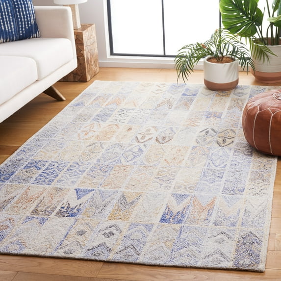 SAFAVIEH Abstract Lorelle Trellis Area Rug, Blue/Rust, 6' x 9'