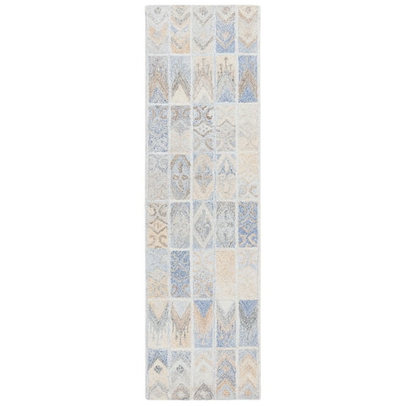 SAFAVIEH Abstract Lorelle Trellis Runner Rug, Blue/Rust, 2'3" x 8'