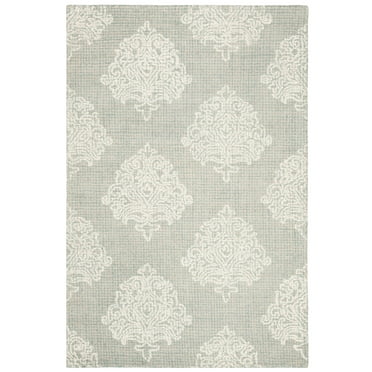 SAFAVIEH Abstract Madisyn Geometric Wool Area Rug, Aqua/Ivory, 4' x 6'