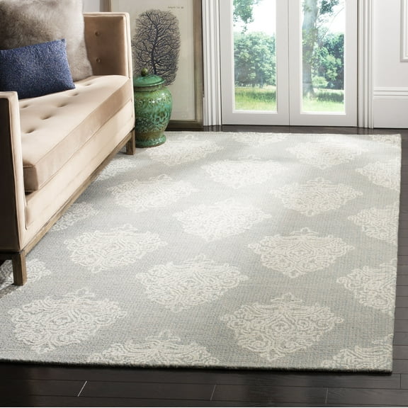 SAFAVIEH Abstract Madisyn Geometric Wool Area Rug, Aqua/Ivory, 9' x 12'