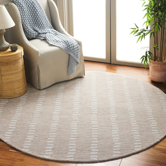 SAFAVIEH Abstract Madrid Striped Geometric Area Rug, Beige/Ivory, 6' x 6' Round