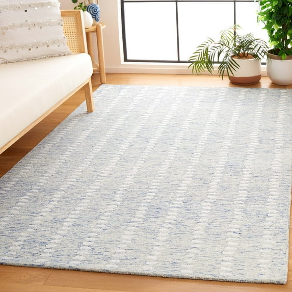 SAFAVIEH Abstract Madrid Striped Geometric Area Rug, Blue/Ivory, 4' x 6'
