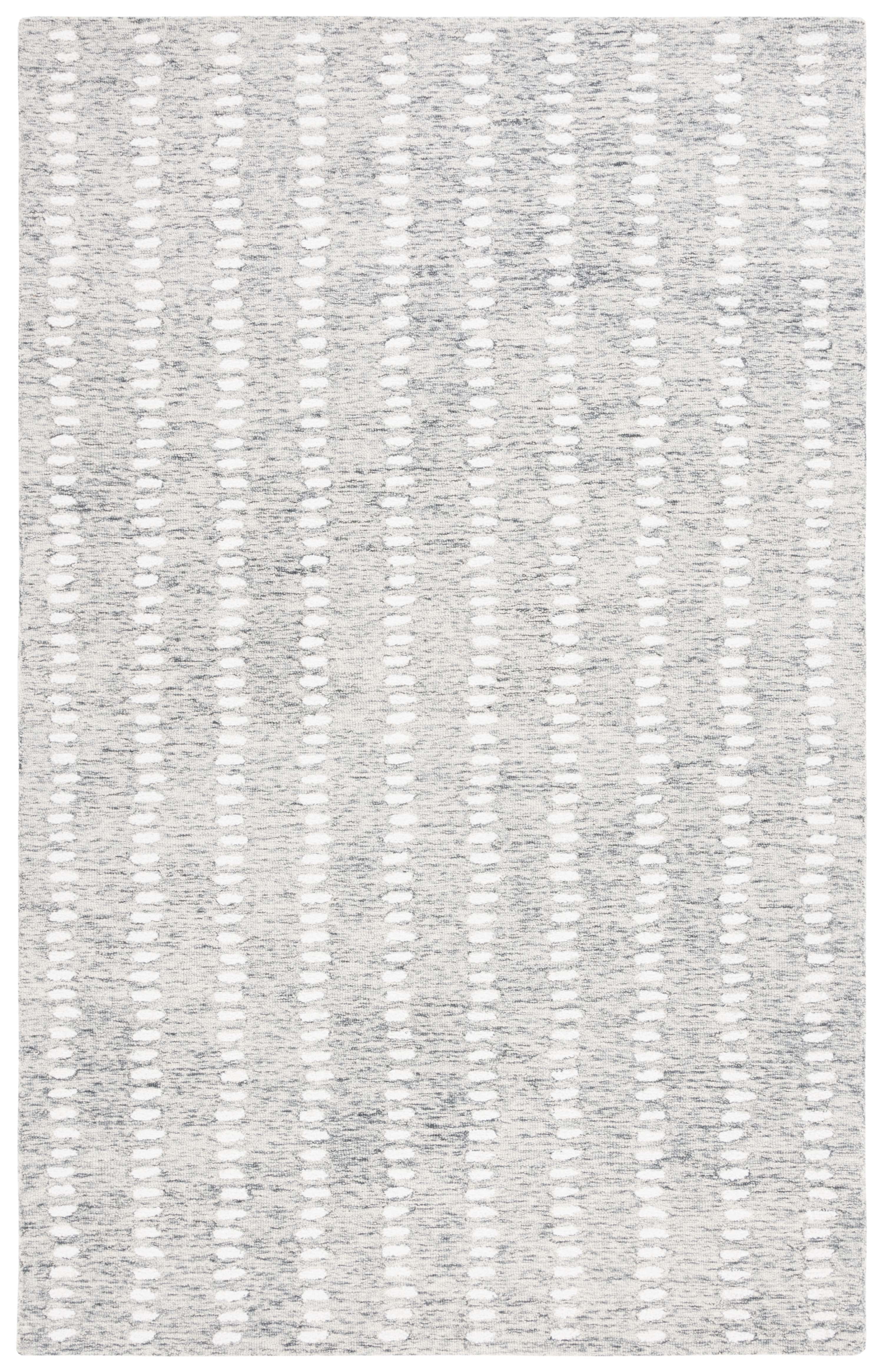 Gray and Ivory Wool Chenille Abstract 3' x 5' Area Rug